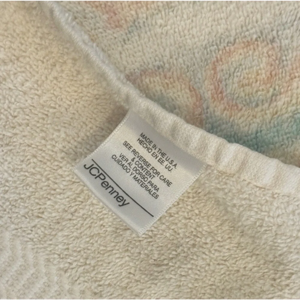 Pair Vintage JC Penney Cotton Towels Beach Theme Bath Decor Seashells Pool Ocean